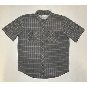 Orvis Fishing Sportsman Shjrt Men’s Large Grey Plaid Short Sleeve Boating Cloth